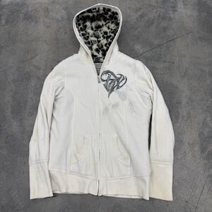 Fox Racing Sasquatch Hoodie XL Y2K Leopard Fur-Lined Zip Up Rare Jacket Women’s